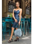 Kék bőrhatású hátnélküli ruha 1 pántos - kék