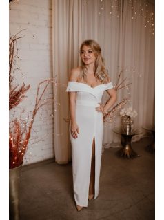 Ekrü színű szív kivágású ruha