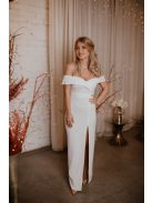 Ekrü színű szív kivágású ruha