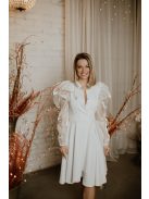 Ekrü színű rövid ruha organza ujjal