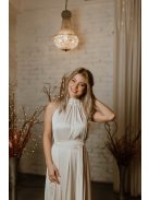 Ekrü színű menyasszonyi ruha. Szatén anyagú one-size maxi.