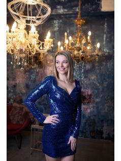 Kék flitteres miniruha