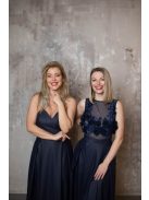 Bőrhatású maxi ruha hátnélküli megoldással sötétkék színben.