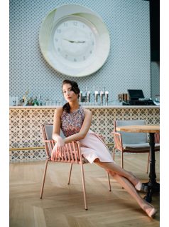 Lujza - Rózsaszín mini ruha csillámos felsőrésszel 