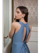 Csepp alakban kivágott maxi ruha – szürkéskék