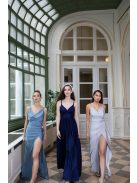 Kámzsás nyakú maxi ruha – szürkéskék