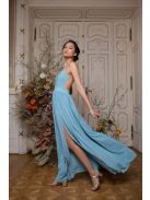 Hátnélküli muszlin ruha – világoskék