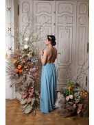 Hátnélküli muszlin ruha – világoskék