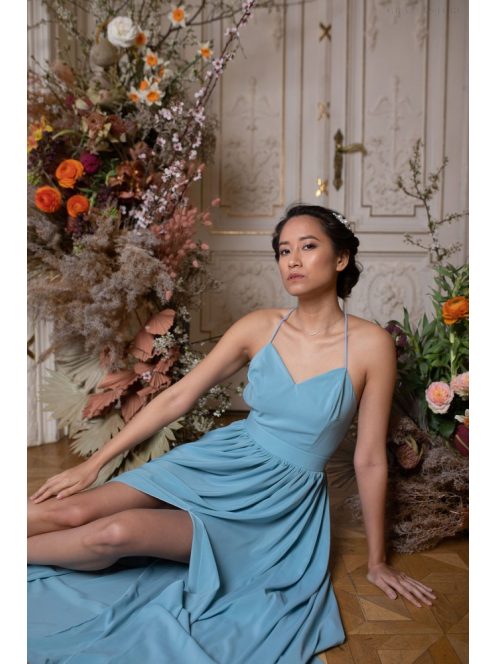 Hátnélküli muszlin ruha – világoskék