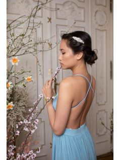 Hátnélküli maxi ruha minden alkalomra, világoskék színben. 