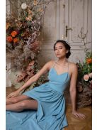 Hátnélküli muszlin ruha – világoskék