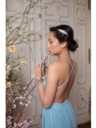 Hátnélküli muszlin ruha – világoskék