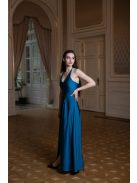 U-kivágású maxi ruha – petrolkék