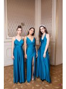 U-kivágású maxi ruha – petrolkék