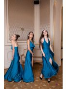 U-kivágású maxi ruha – petrolkék