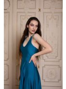 U-kivágású maxi ruha – petrolkék