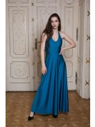 U-kivágású maxi ruha – petrolkék