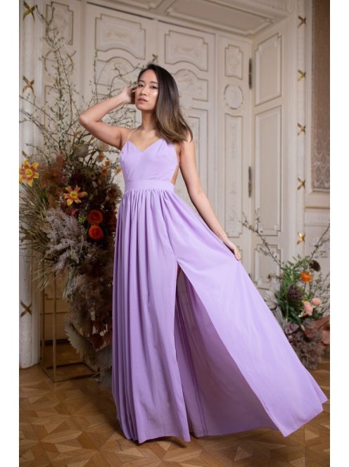 Hátnélküli muszlin ruha – orgona