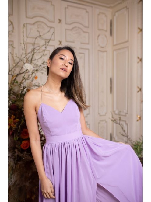 Hátnélküli muszlin ruha – orgona