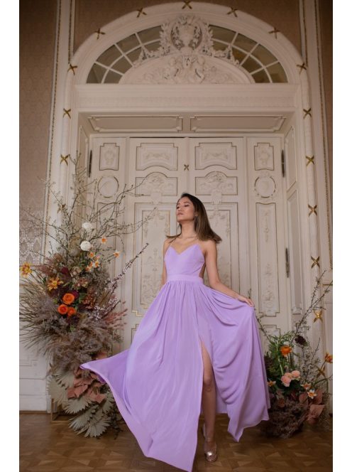 Hátnélküli muszlin ruha – orgona