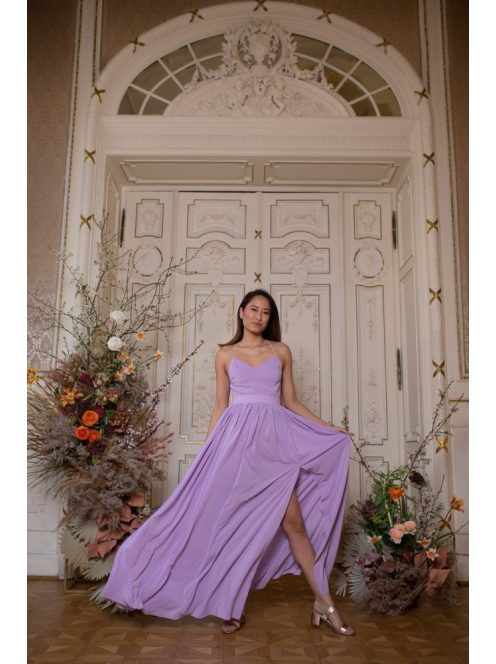 Hátnélküli muszlin ruha – orgona