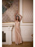 Pezsgő színű maxi ruha V kivágású, átlapolt mellrésszel. 