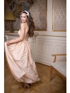 V-kivágású maxi ruha – pezsgő
