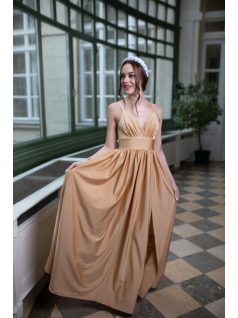 V-kivágású maxi ruha – arany