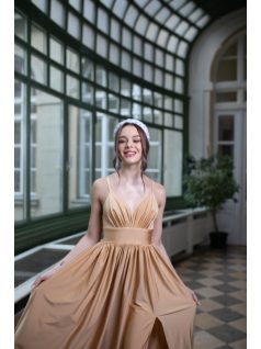 V-kivágású maxi ruha – arany