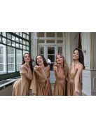 Arany színű, alkalmi maxi ruha féloldalas felsőrésszel. 