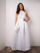 Csepp alakban kivágott maxi ruha – fehér