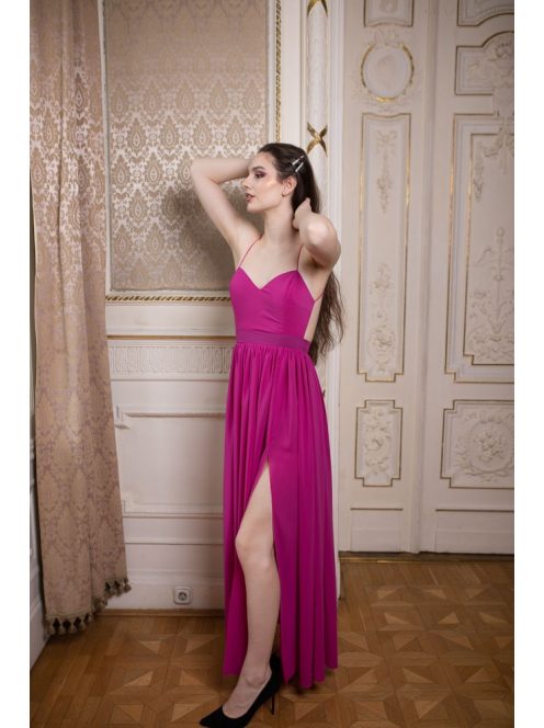 Hátnélküli muszlin ruha – magenta