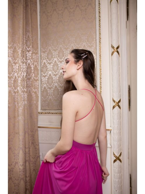 Hátnélküli muszlin ruha – magenta