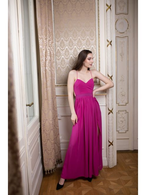 Hátnélküli muszlin ruha – magenta