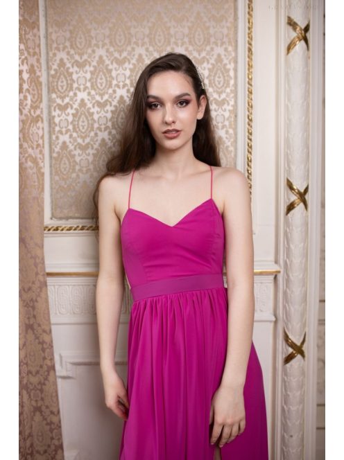Hátnélküli muszlin ruha – magenta
