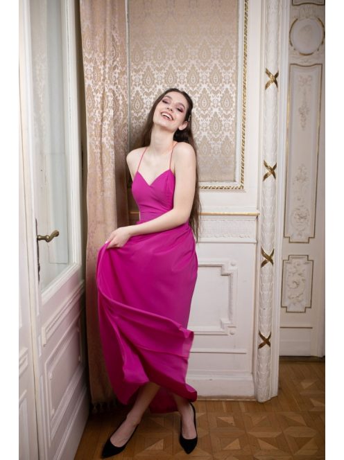Hátnélküli muszlin ruha – magenta