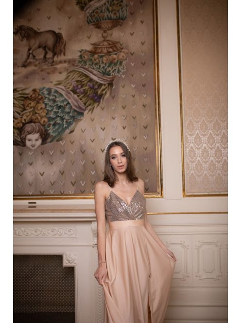 Abigél flitteres - pezsgő színű maxi 