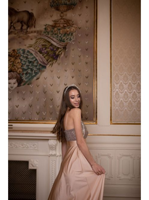 Abigél flitteres - pezsgő színű maxi 