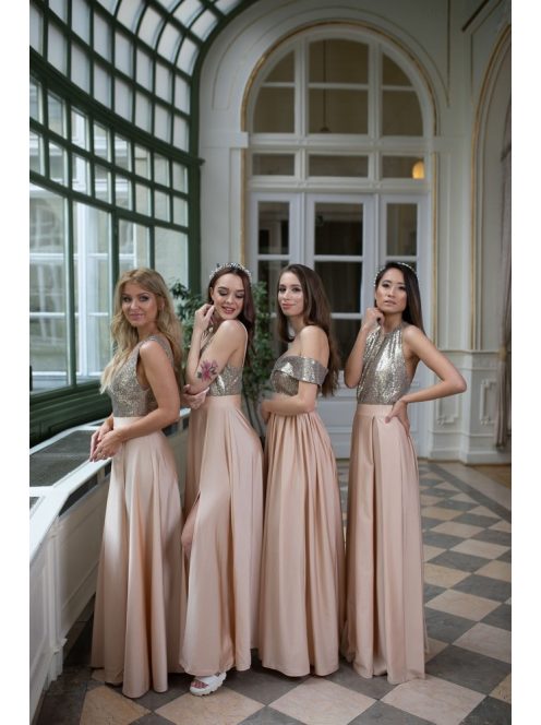 Maxi ruha flitteres felsőrésszel - pezsgő