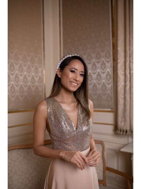 Maxi ruha flitteres felsőrésszel - pezsgő