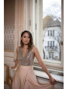 Maxi ruha flitteres felsőrésszel - pezsgő