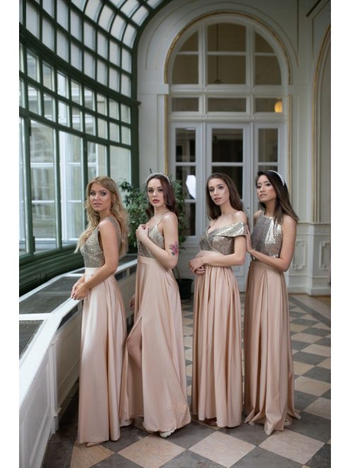 Maxi ruha flitteres felsőrésszel - pezsgő