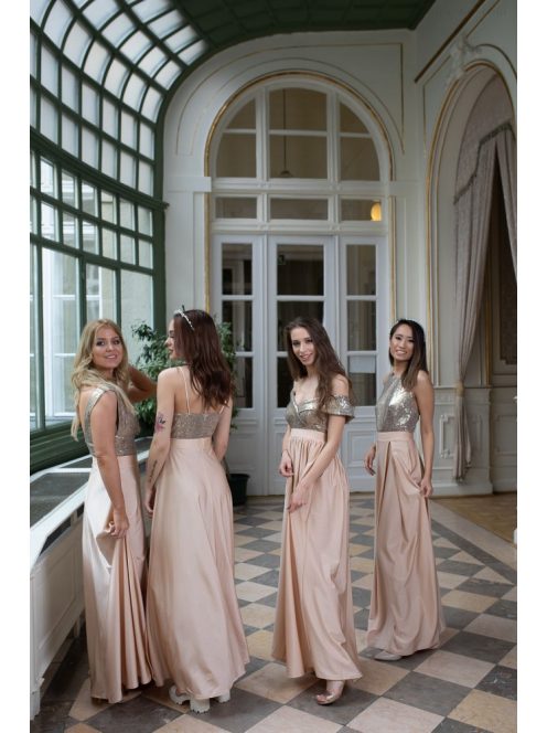 Maxi ruha flitteres felsőrésszel - pezsgő