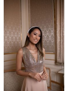 Maxi ruha flitteres felsőrésszel - pezsgő