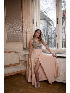 Maxi ruha flitteres felsőrésszel - pezsgő