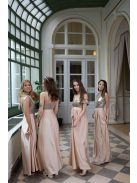 Szív kivágású maxi ruha flitteres felsővel – pezsgő 