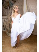 Fehér színű, aszimmetrikus maxi szoknya esküvői szettekhez. 