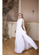 Esküvői szetteket kiegészítő, fehér színű csipke crop top.