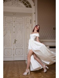 Szív kivágású maxi ruha – fehér