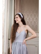 Hátnélküli maxi ruha – ezüst